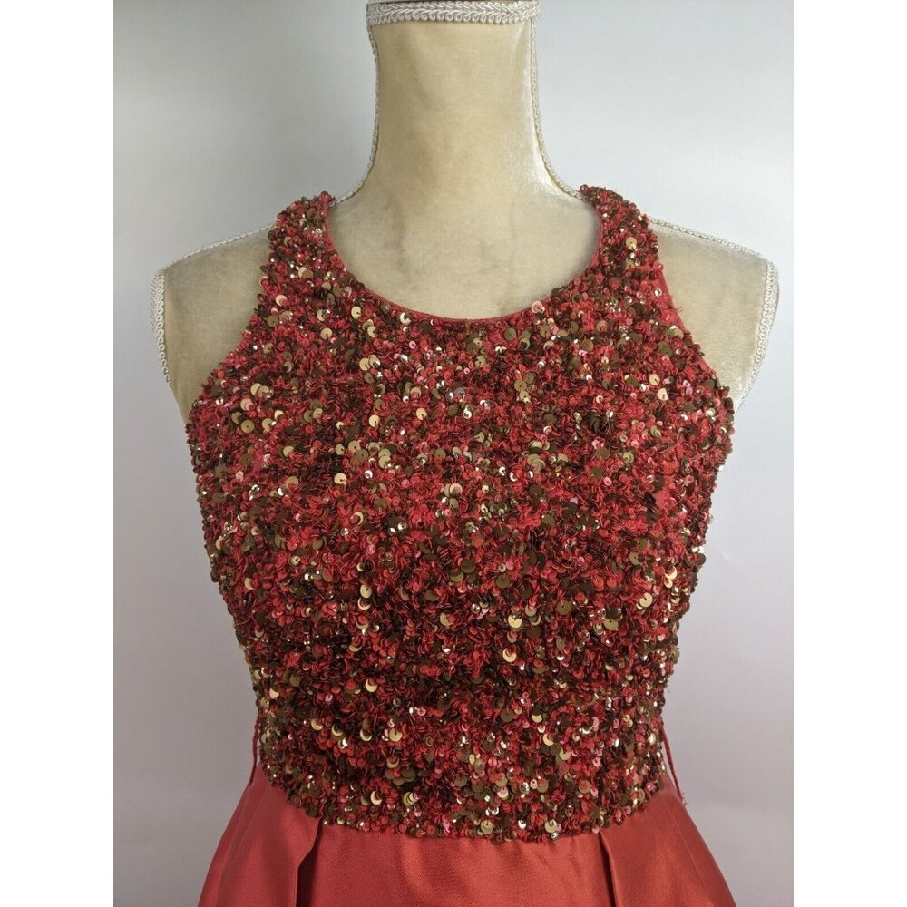 Theia Sequin Top Cocktail Fit & Flare Party Dress Silk Size 2 - Picture 3 of 12